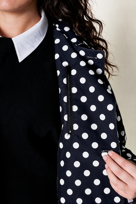 Kurz-Trench, leicht oversized, Polka Dots, Reverskragen