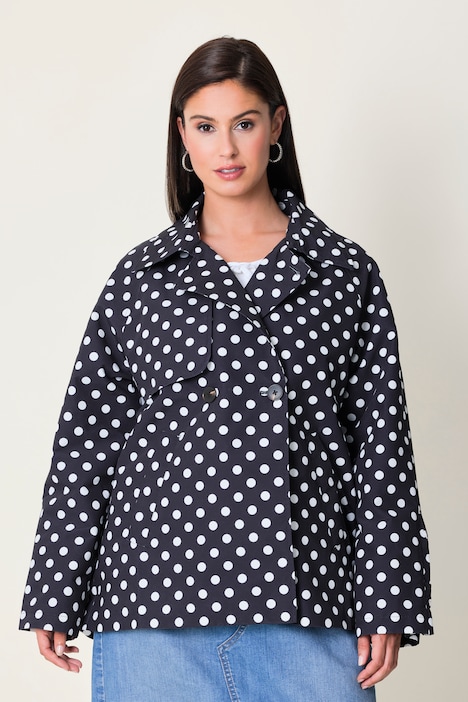Kurz-Trench, leicht oversized, Polka Dots, Reverskragen