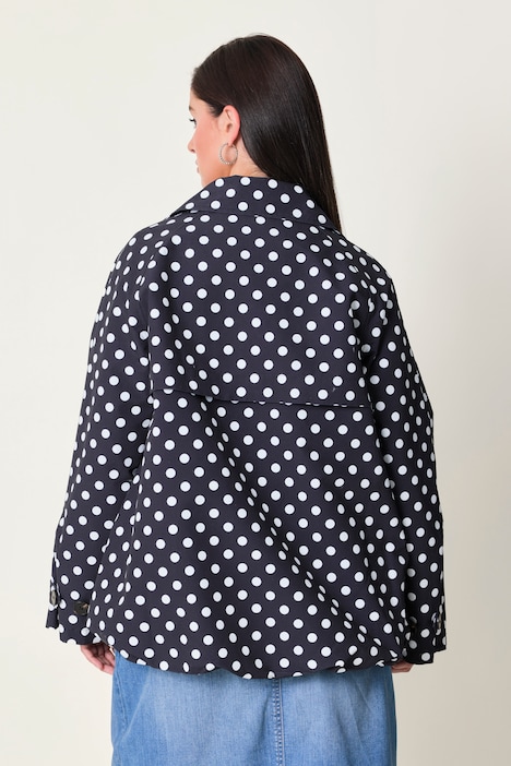 Kurz-Trench, leicht oversized, Polka Dots, Reverskragen