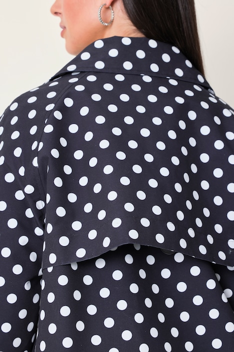 Kurz-Trench, leicht oversized, Polka Dots, Reverskragen