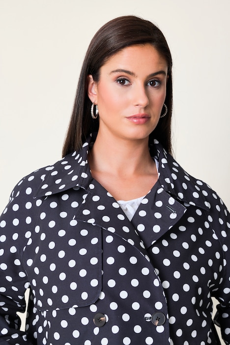Kurz-Trench, leicht oversized, Polka Dots, Reverskragen