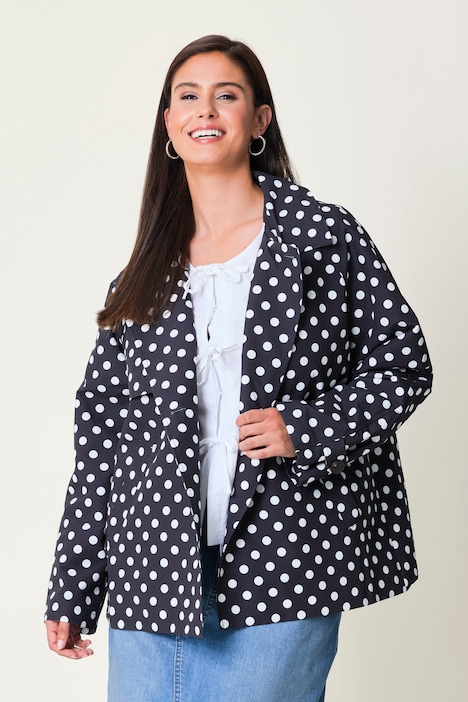 Kurz-Trench, leicht oversized, Polka Dots, Reverskragen