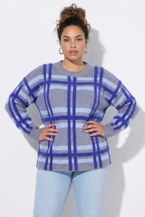Trui, losse pasvorm, jacquard-ruitpatroon