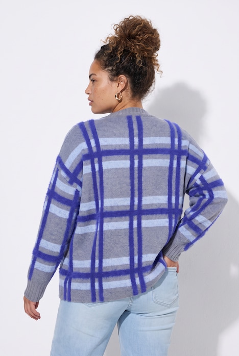Trui, losse pasvorm, jacquard-ruitpatroon