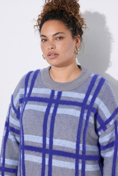 Trui, losse pasvorm, jacquard-ruitpatroon