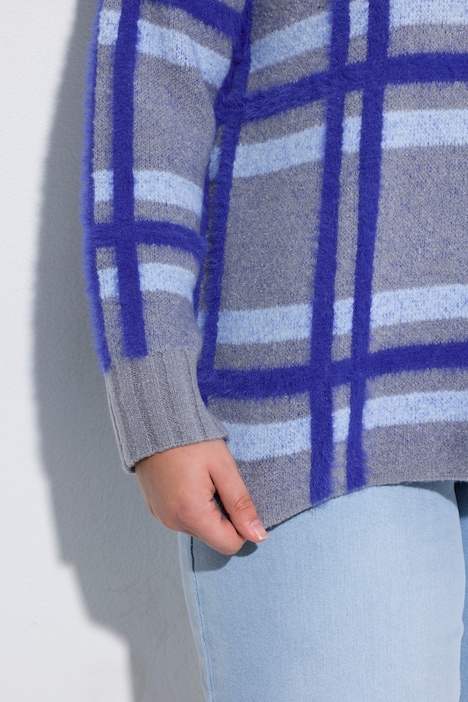 Trui, losse pasvorm, jacquard-ruitpatroon
