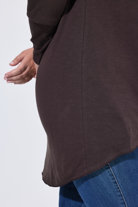 Langarmshirt, A-Linie, Saum hinten länger