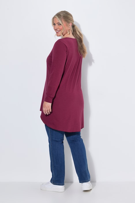 Langarmshirt, A-Linie, Saum hinten länger