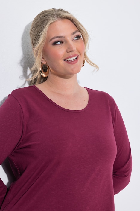 Langarmshirt, A-Linie, Saum hinten länger