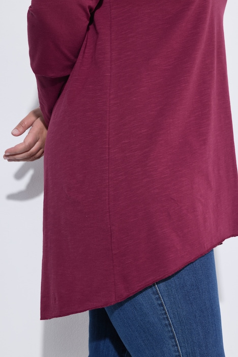 Langarmshirt, A-Linie, Saum hinten länger