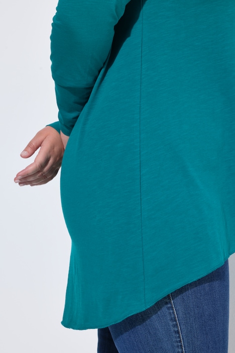 Langarmshirt, A-Linie, Saum hinten länger