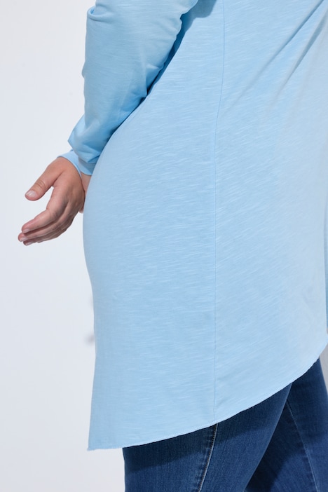 Langarmshirt, A-Linie, Saum hinten länger