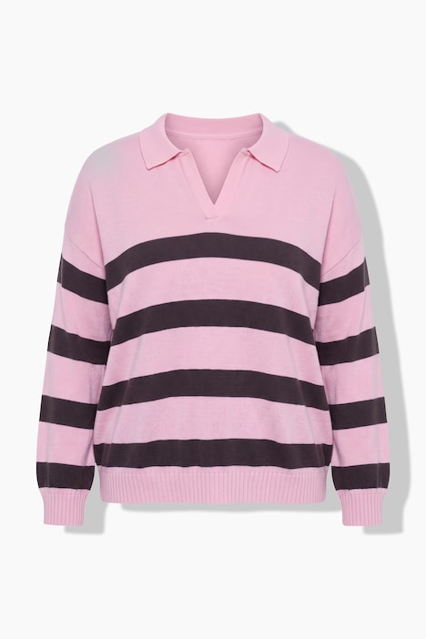 Polo-Pullover, Loose Fit, Blockstreifen
