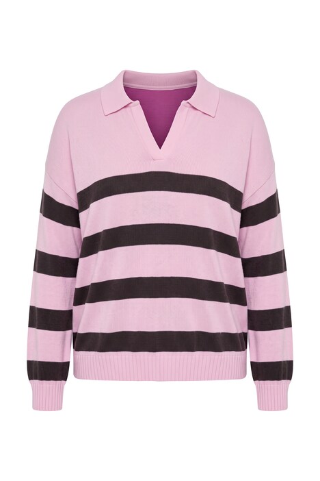 Block Stripe Collared Sweater