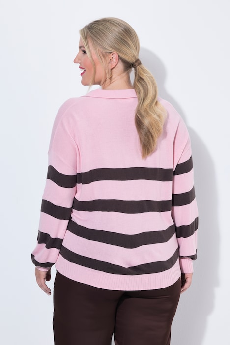 Polo-Pullover, Loose Fit, Blockstreifen