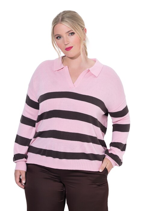 Block Stripe Collared Sweater