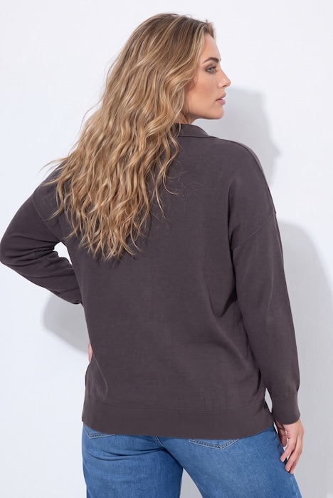 Polo-Pullover, Loose Fit, Polokragen mit V-Ausschnitt