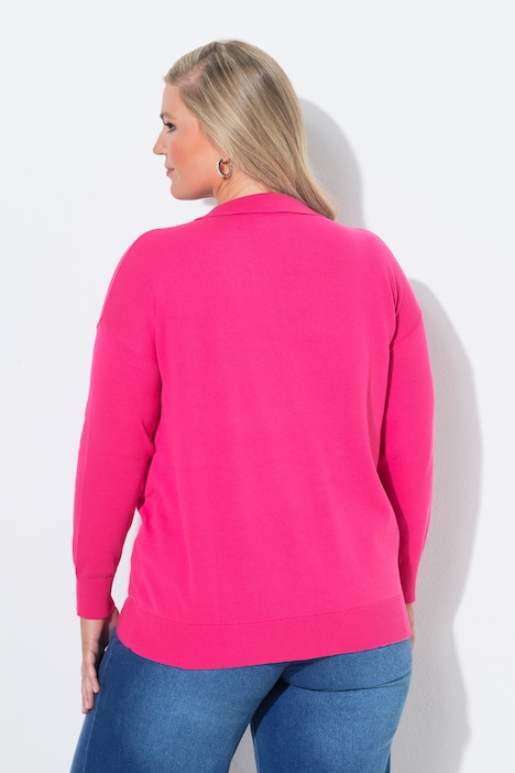 Polo-Pullover, Loose Fit, Polokragen mit V-Ausschnitt