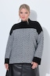 Pullover, Boxy Loose Fit, Zackenmuster, Stehkragen