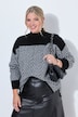Pullover, Boxy Loose Fit, Zackenmuster, Stehkragen