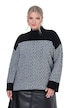 Pullover, Boxy Loose Fit, Zackenmuster, Stehkragen