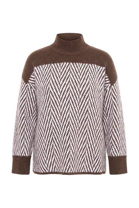 Pullover, Boxy Loose Fit, Zackenmuster, Stehkragen