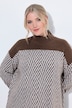 Pullover, Boxy Loose Fit, Zackenmuster, Stehkragen