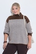 Pullover, Boxy Loose Fit, Zackenmuster, Stehkragen