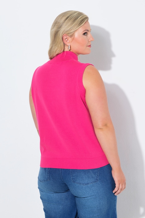 Strikketopp, rett passform, ståkrage