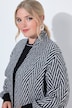 Long-Strickjacke, Straight Fit, offene Jacke, Zackenmuster