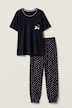 Pyjama, Zweiteiler, Katze, gepunktete Hose