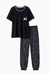Pyjama, Zweiteiler, Katze, gepunktete Hose