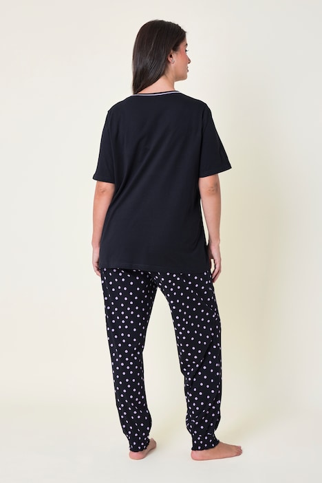 Pyjama, Zweiteiler, Katze, gepunktete Hose
