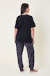 Pyjama, Zweiteiler, Katze, gepunktete Hose