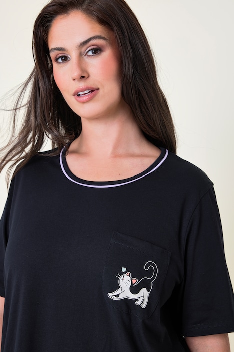 Pyjama, Zweiteiler, Katze, gepunktete Hose