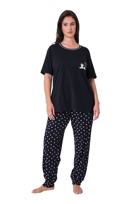 Pyjama, Zweiteiler, Katze, gepunktete Hose