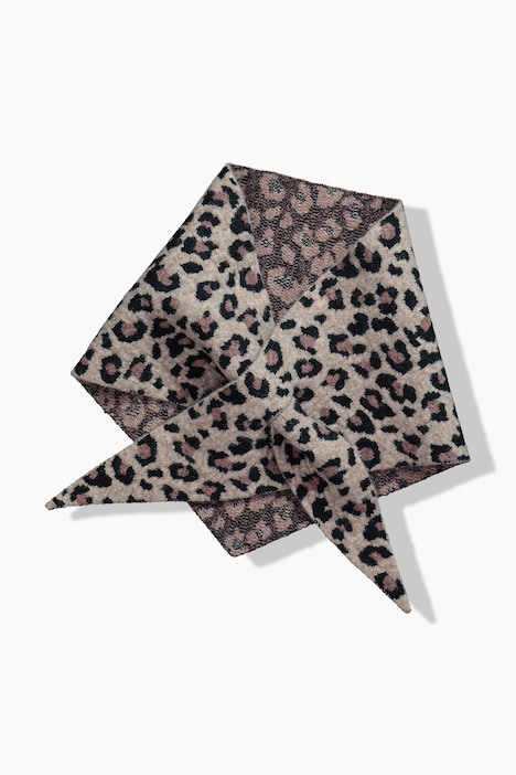 Trekantet tørklæde i finstrik med leopardprint