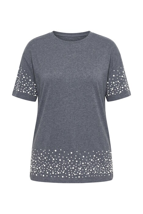 T-Shirt, Boxy Fit, Halbarm und Saum mit Zierperlen
