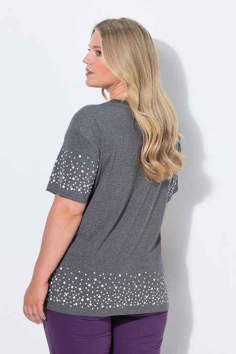 T-Shirt, Boxy Fit, Halbarm und Saum mit Zierperlen