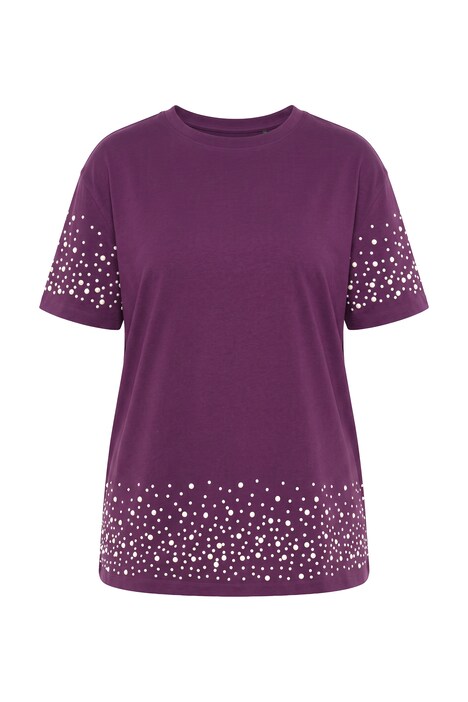T-Shirt, Boxy Fit, Halbarm und Saum mit Zierperlen