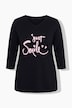 T-Shirt, Komfort Fit, Smiley-Schriftzug, 3/4-Ärmel