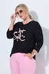 T-Shirt, Komfort Fit, Smiley-Schriftzug, 3/4-Ärmel