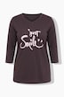 T-Shirt, Komfort Fit, Smiley-Schriftzug, 3/4-Ärmel
