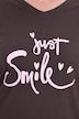 T-Shirt, Komfort Fit, Smiley-Schriftzug, 3/4-Ärmel