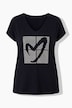 T-Shirt, A-Linie, Glitzer-Herz, Saum hinten länger