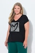T-Shirt, A-Linie, Glitzer-Herz, Saum hinten länger