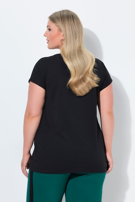 T-Shirt, A-Linie, Glitzer-Herz, Saum hinten länger