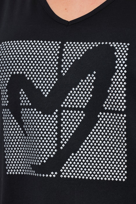 T-Shirt, A-Linie, Glitzer-Herz, Saum hinten länger