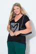 T-Shirt, A-Linie, Glitzer-Herz, Saum hinten länger