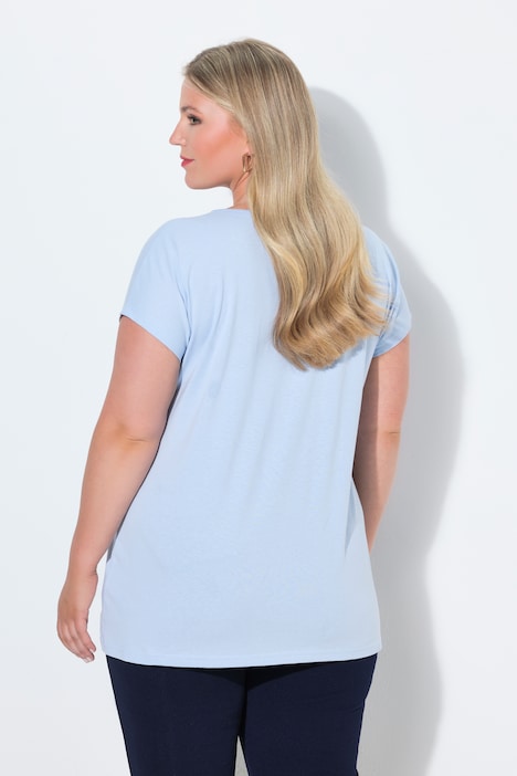 T-Shirt, A-Linie, Glitzer-Herz, Saum hinten länger